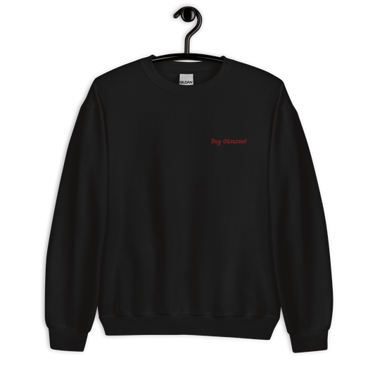 'Dog Obsessed' Embroidered Sweatshirt | Minimal Dog Lover Crewneck | Cozy Gift for Dog Moms & Dads