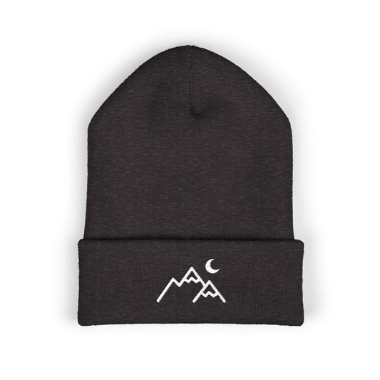 Minimal Mountain & Moon Beanie