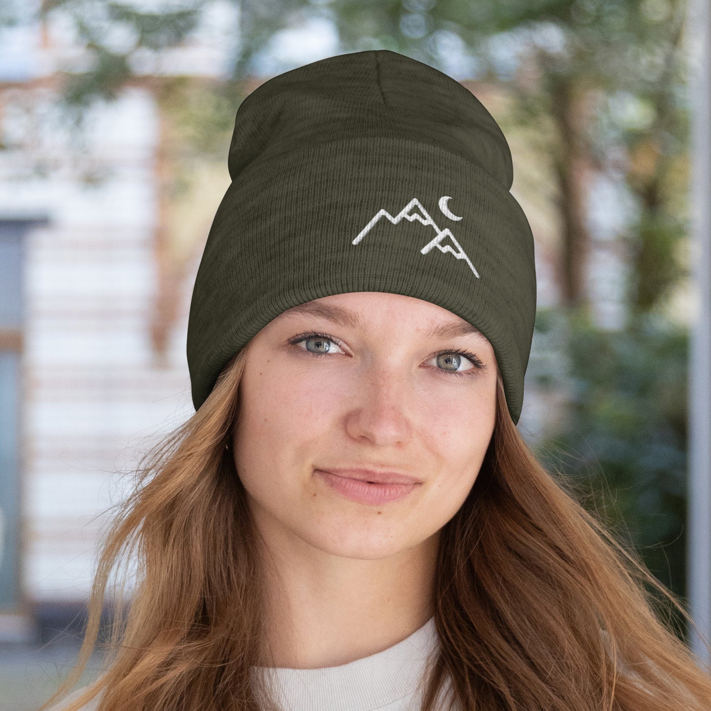 Minimal Mountain & Moon Beanie