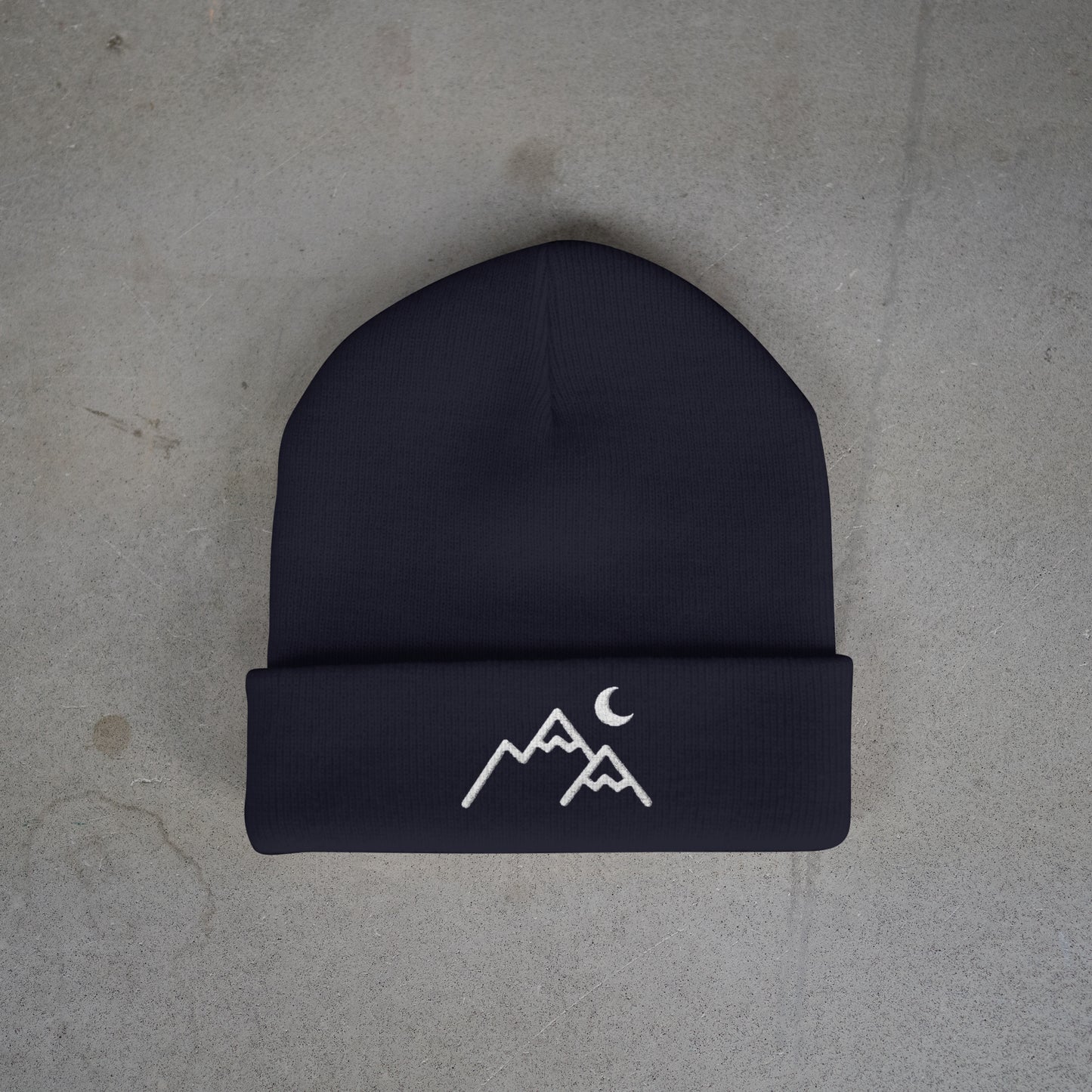 Minimal Mountain & Moon Beanie
